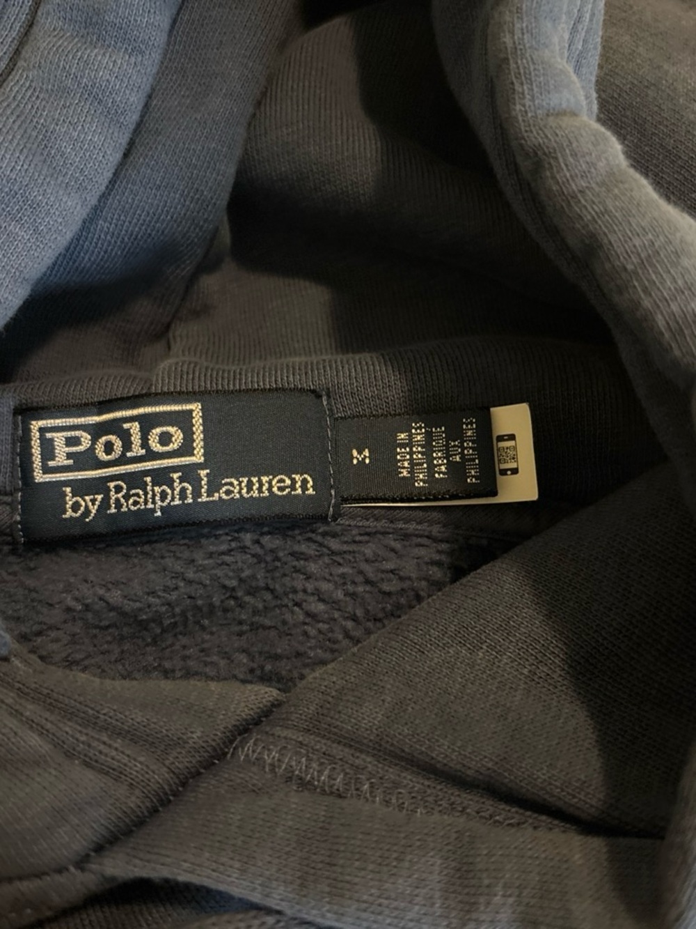Polo by Ralph Lauren Navy Blue Hooded Pullover with Gray Trim - Picture 3 of 3